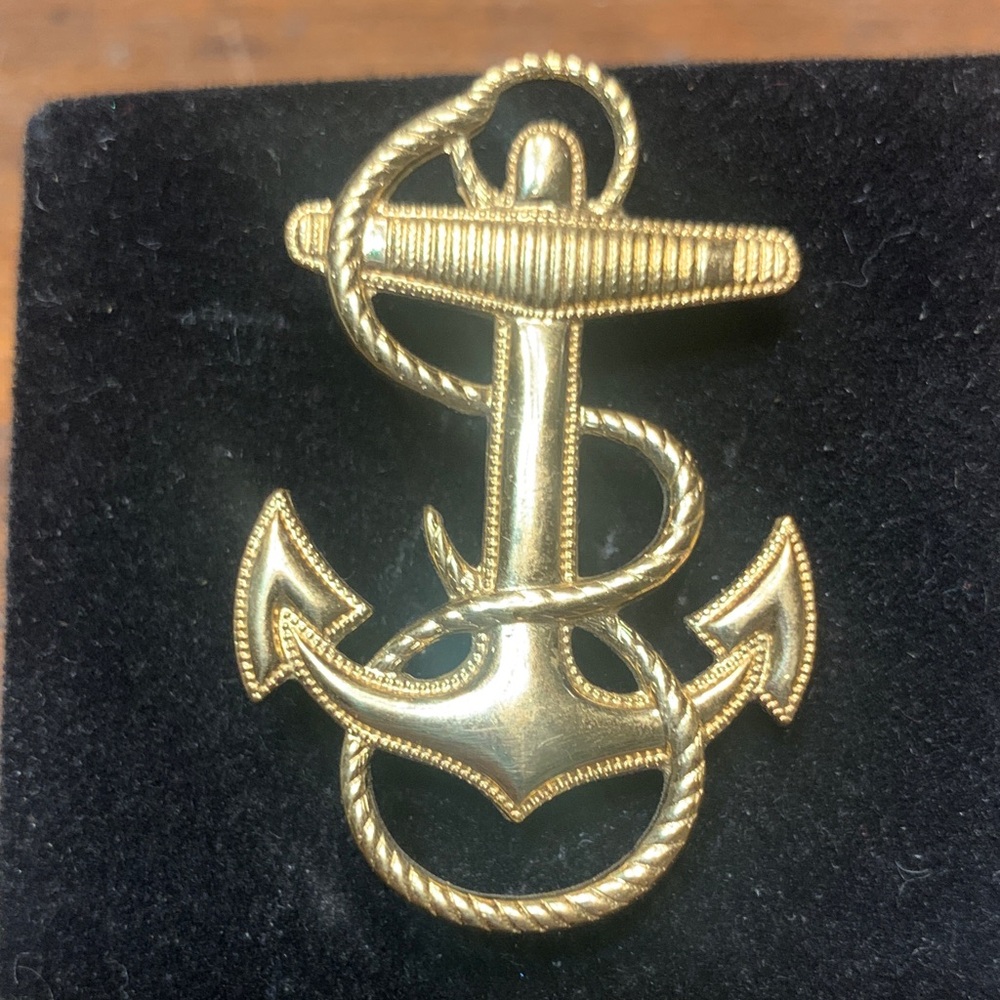U.S.NAVY GOLDEN FOULED ANCHOR INSIGNIA PIN BROOCH
